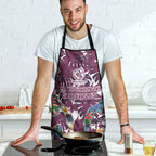 Manly Warringah Sea Eagles Apron Tropical Hibiscus Floral Pattern With Maroon And White Accents