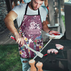Manly Warringah Sea Eagles Apron Tropical Hibiscus Floral Pattern With Maroon And White Accents