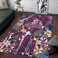 Manly Warringah Sea Eagles Area Rug Tropical Hibiscus Floral Pattern With Maroon And White Accents