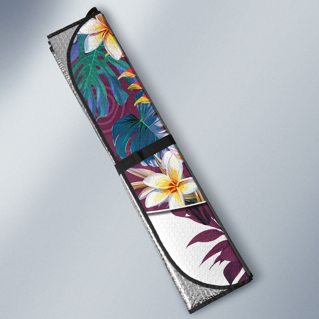 Manly Warringah Sea Eagles Auto Sun Shade Tropical Hibiscus Floral Pattern With Maroon And White Accents