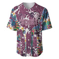 Manly Warringah Sea Eagles Baseball Jersey Tropical Hibiscus Floral Pattern With Maroon And White Accents