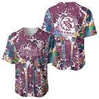 Manly Warringah Sea Eagles Baseball Jersey Tropical Hibiscus Floral Pattern With Maroon And White Accents