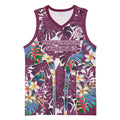 Manly Warringah Sea Eagles Basketball Jersey Tropical Hibiscus Floral Pattern With Maroon And White Accents