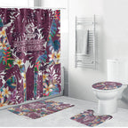 Manly Warringah Sea Eagles Bathroom Set Tropical Hibiscus Floral Pattern With Maroon And White Accents