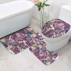 Manly Warringah Sea Eagles Bathroom Set Tropical Hibiscus Floral Pattern With Maroon And White Accents