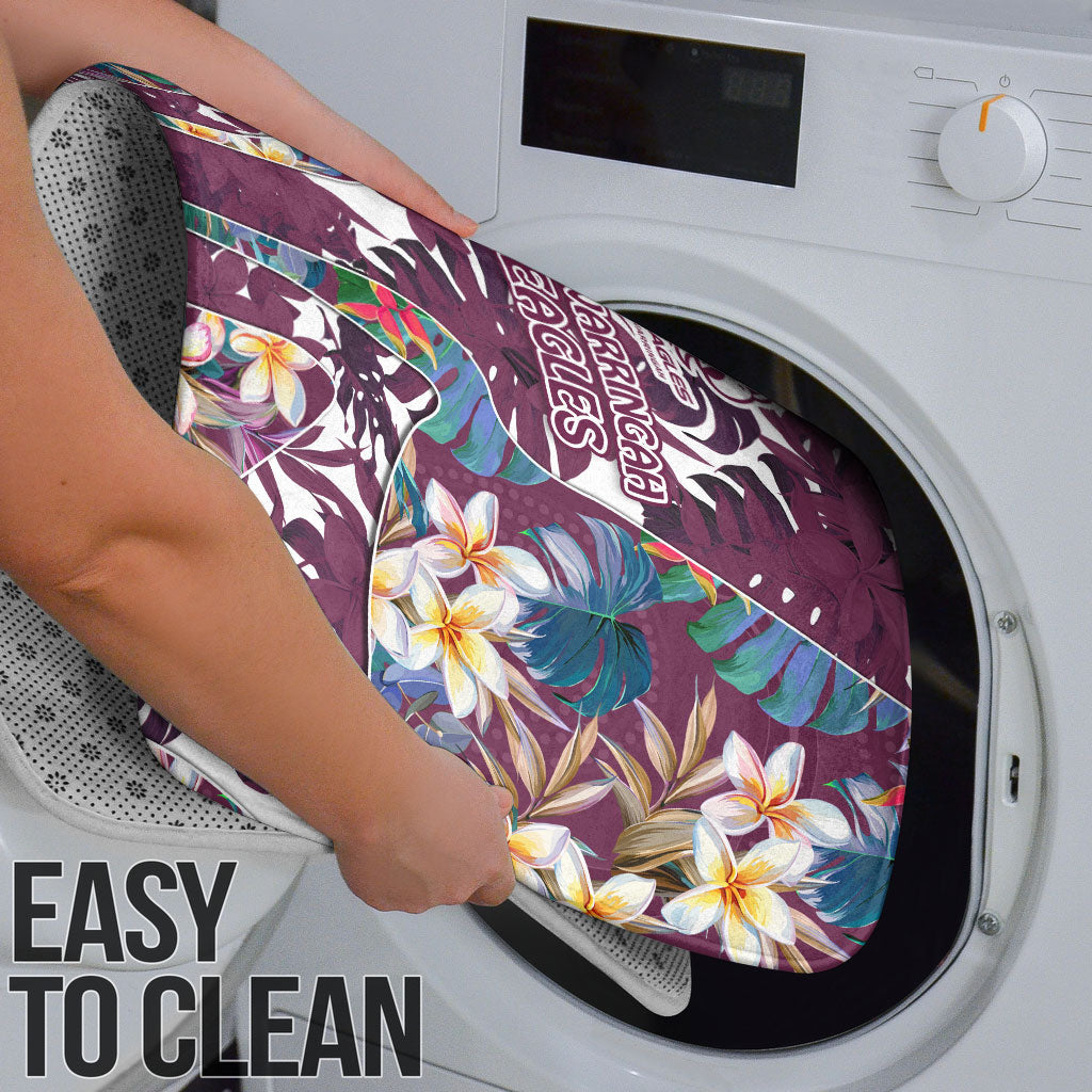 Manly Warringah Sea Eagles Bathroom Set Tropical Hibiscus Floral Pattern With Maroon And White Accents