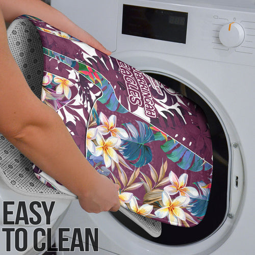 Manly Warringah Sea Eagles Bathroom Set Tropical Hibiscus Floral Pattern With Maroon And White Accents