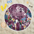 Manly Warringah Sea Eagles Beach Blanket Tropical Hibiscus Floral Pattern With Maroon And White Accents