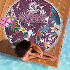 Manly Warringah Sea Eagles Beach Blanket Tropical Hibiscus Floral Pattern With Maroon And White Accents
