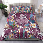 Manly Warringah Sea Eagles Bedding Set Tropical Hibiscus Floral Pattern With Maroon And White Accents