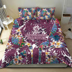 Manly Warringah Sea Eagles Bedding Set Tropical Hibiscus Floral Pattern With Maroon And White Accents