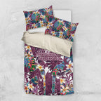 Manly Warringah Sea Eagles Bedding Set Tropical Hibiscus Floral Pattern With Maroon And White Accents