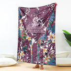 Manly Warringah Sea Eagles Blanket Tropical Hibiscus Floral Pattern With Maroon And White Accents