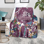 Manly Warringah Sea Eagles Blanket Tropical Hibiscus Floral Pattern With Maroon And White Accents