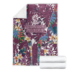 Manly Warringah Sea Eagles Blanket Tropical Hibiscus Floral Pattern With Maroon And White Accents