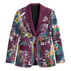 Manly Warringah Sea Eagles Blazer Tropical Hibiscus Floral Pattern With Maroon And White Accents