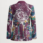 Manly Warringah Sea Eagles Blazer Tropical Hibiscus Floral Pattern With Maroon And White Accents