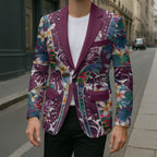 Manly Warringah Sea Eagles Blazer Tropical Hibiscus Floral Pattern With Maroon And White Accents