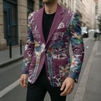 Manly Warringah Sea Eagles Blazer Tropical Hibiscus Floral Pattern With Maroon And White Accents