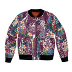 Manly Warringah Sea Eagles Bomber Jacket Tropical Hibiscus Floral Pattern With Maroon And White Accents