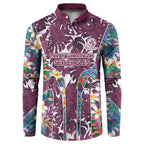 Manly Warringah Sea Eagles Button Sweatshirt Tropical Hibiscus Floral Pattern With Maroon And White Accents