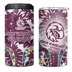 Manly Warringah Sea Eagles 4 in 1 Can Cooler Tumbler Tropical Hibiscus Floral Pattern With Maroon And White Accents