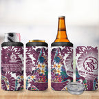 Manly Warringah Sea Eagles 4 in 1 Can Cooler Tumbler Tropical Hibiscus Floral Pattern With Maroon And White Accents