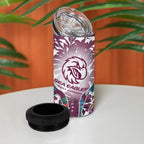Manly Warringah Sea Eagles 4 in 1 Can Cooler Tumbler Tropical Hibiscus Floral Pattern With Maroon And White Accents