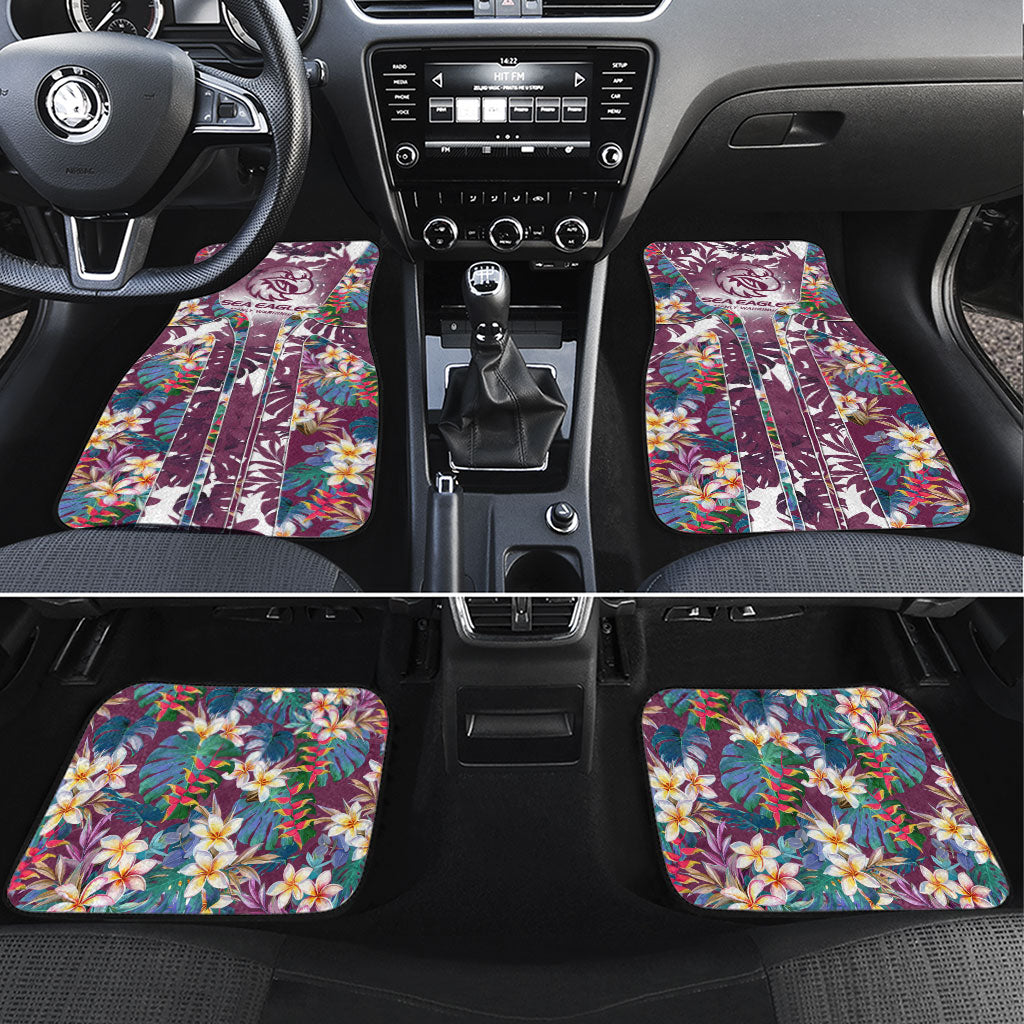 Manly Warringah Sea Eagles Car Mats Tropical Hibiscus Floral Pattern With Maroon And White Accents
