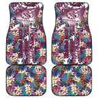 Manly Warringah Sea Eagles Car Mats Tropical Hibiscus Floral Pattern With Maroon And White Accents