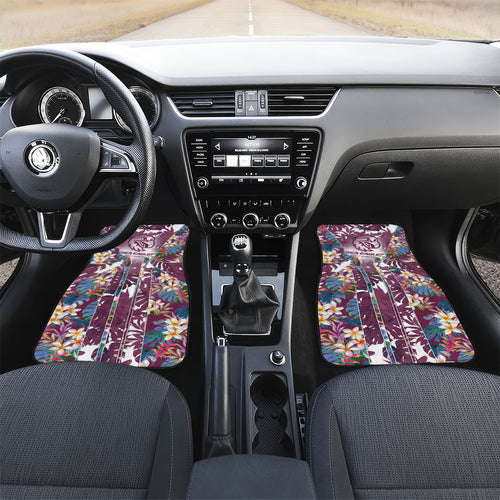 Manly Warringah Sea Eagles Car Mats Tropical Hibiscus Floral Pattern With Maroon And White Accents
