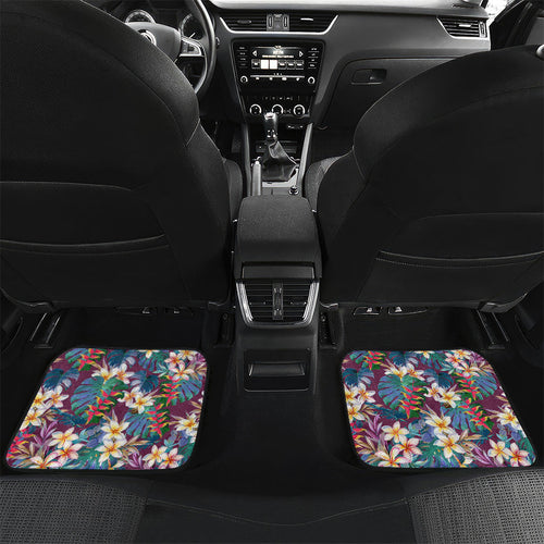 Manly Warringah Sea Eagles Car Mats Tropical Hibiscus Floral Pattern With Maroon And White Accents