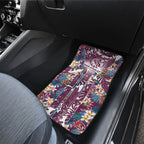 Manly Warringah Sea Eagles Car Mats Tropical Hibiscus Floral Pattern With Maroon And White Accents