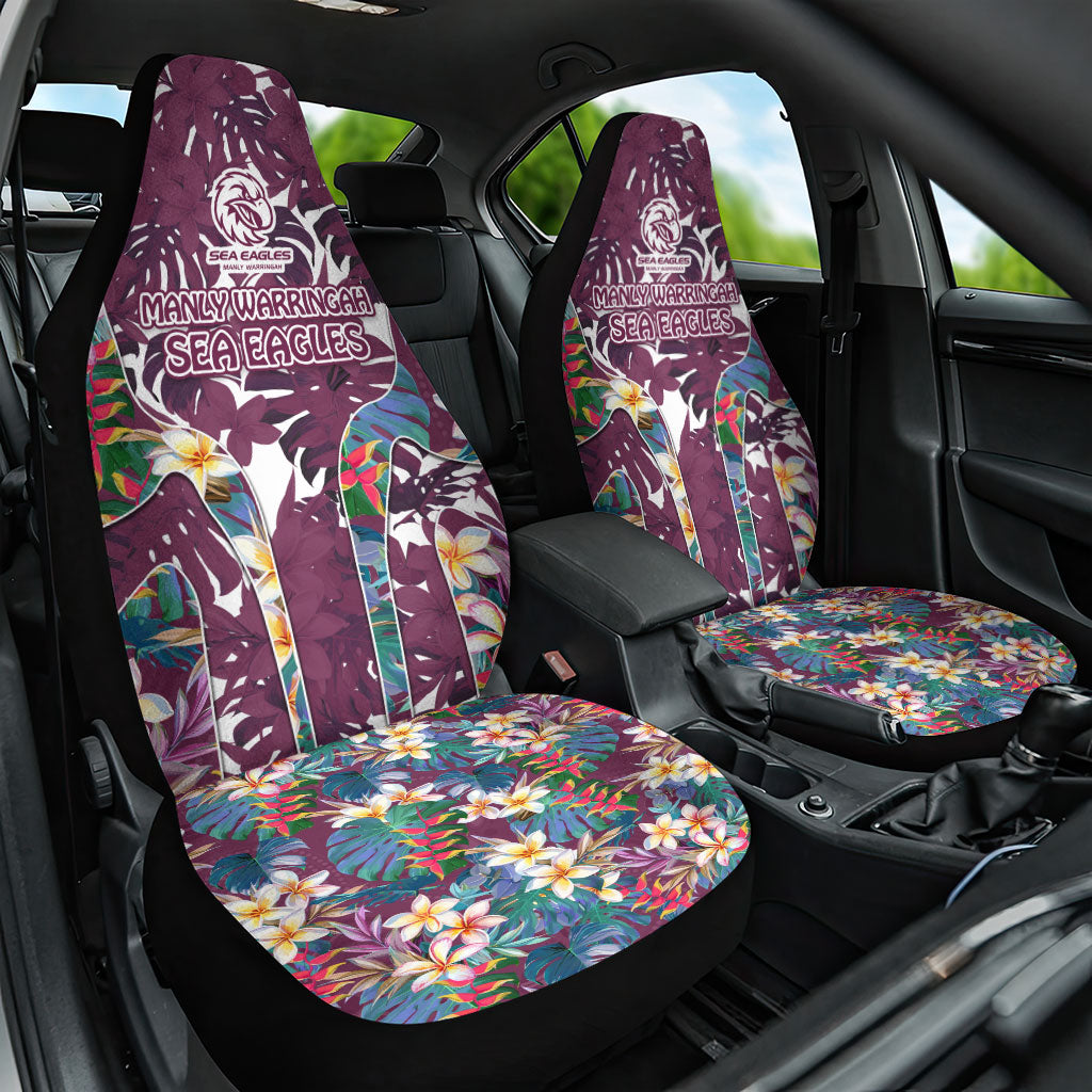 Manly Warringah Sea Eagles Car Seat Cover Tropical Hibiscus Floral Pattern With Maroon And White Accents
