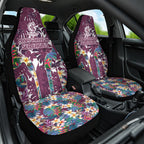 Manly Warringah Sea Eagles Car Seat Cover Tropical Hibiscus Floral Pattern With Maroon And White Accents