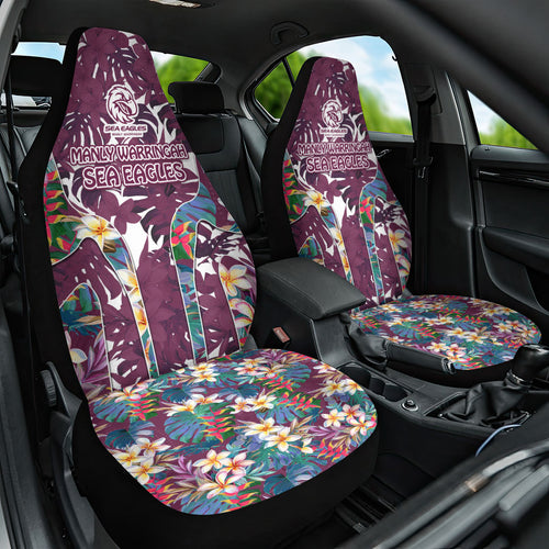 Manly Warringah Sea Eagles Car Seat Cover Tropical Hibiscus Floral Pattern With Maroon And White Accents