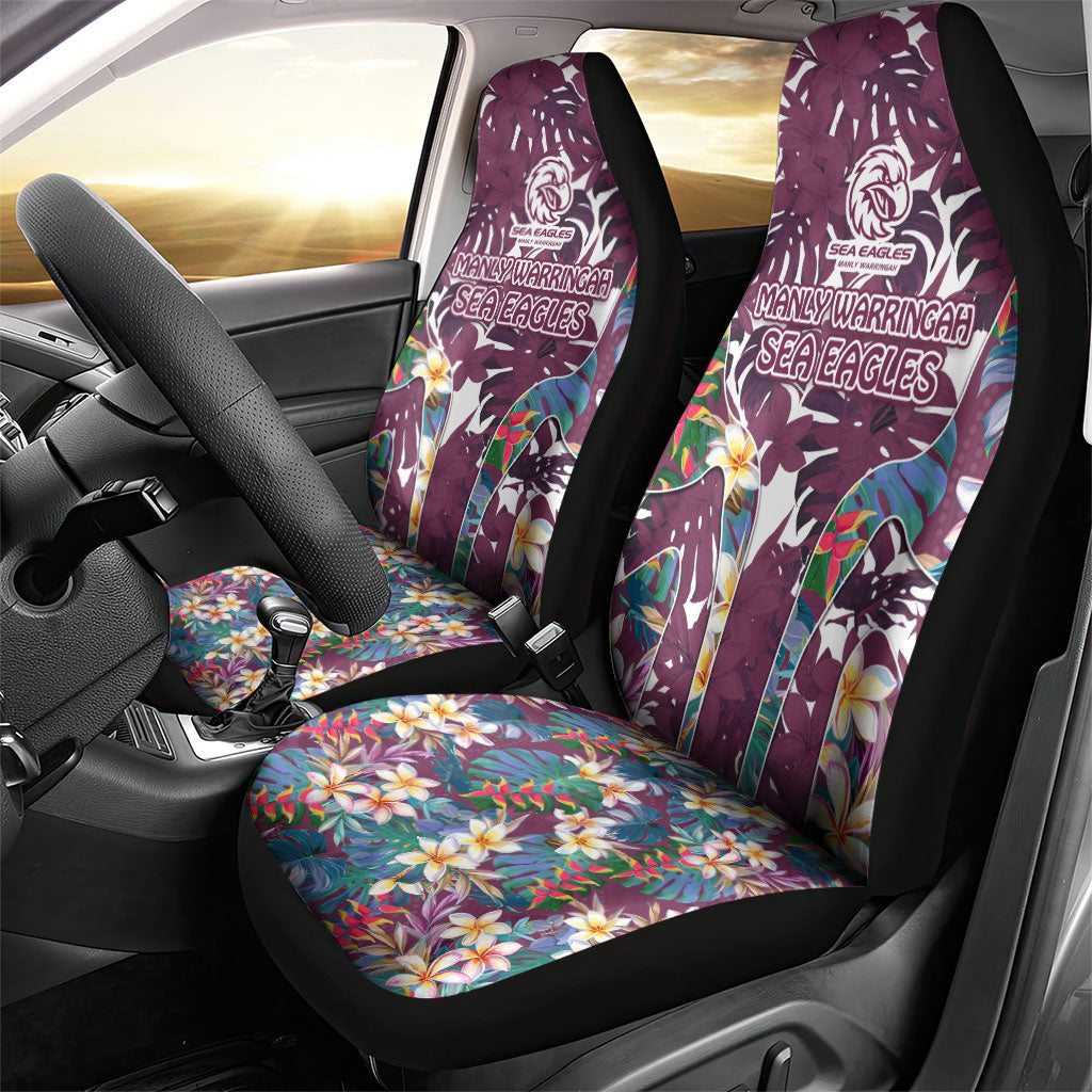 Manly Warringah Sea Eagles Car Seat Cover Tropical Hibiscus Floral Pattern With Maroon And White Accents
