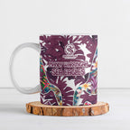 Manly Warringah Sea Eagles Ceramic Mug Tropical Hibiscus Floral Pattern With Maroon And White Accents