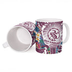 Manly Warringah Sea Eagles Ceramic Mug Tropical Hibiscus Floral Pattern With Maroon And White Accents
