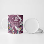 Manly Warringah Sea Eagles Ceramic Mug Tropical Hibiscus Floral Pattern With Maroon And White Accents