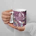 Manly Warringah Sea Eagles Ceramic Mug Tropical Hibiscus Floral Pattern With Maroon And White Accents