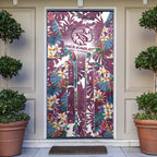 Manly Warringah Sea Eagles Door Cover Tropical Hibiscus Floral Pattern With Maroon And White Accents