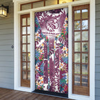 Manly Warringah Sea Eagles Door Cover Tropical Hibiscus Floral Pattern With Maroon And White Accents