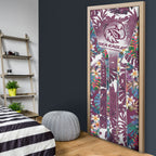 Manly Warringah Sea Eagles Door Cover Tropical Hibiscus Floral Pattern With Maroon And White Accents