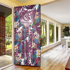 Manly Warringah Sea Eagles Door Cover Tropical Hibiscus Floral Pattern With Maroon And White Accents
