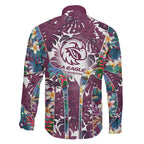 Manly Warringah Sea Eagles Family Matching Mermaid Dress and Hawaiian Shirt Tropical Hibiscus Floral Pattern With Maroon And White Accents