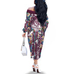 Manly Warringah Sea Eagles Family Matching Off The Shoulder Long Sleeve Dress and Hawaiian Shirt Tropical Hibiscus Floral Pattern With Maroon And White Accents