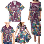 Manly Warringah Sea Eagles Family Matching Puletasi and Hawaiian Shirt Tropical Hibiscus Floral Pattern With Maroon And White Accents