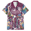 Manly Warringah Sea Eagles Family Matching Puletasi and Hawaiian Shirt Tropical Hibiscus Floral Pattern With Maroon And White Accents