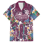 Manly Warringah Sea Eagles Family Matching Short Sleeve Bodycon Dress and Hawaiian Shirt Tropical Hibiscus Floral Pattern With Maroon And White Accents